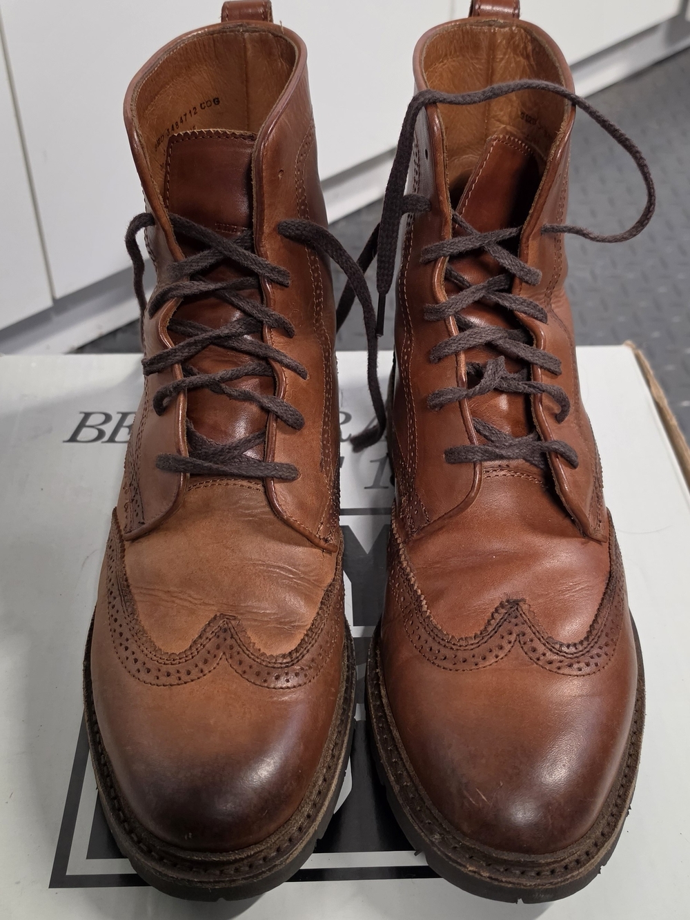 Frye Brown Leather Wingtip Lace-Up Boots